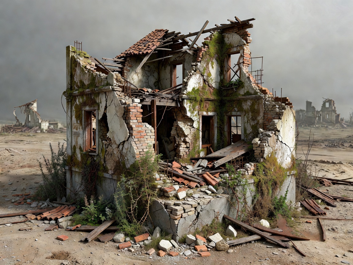 Detailed landscape diorama showing a ruined building
